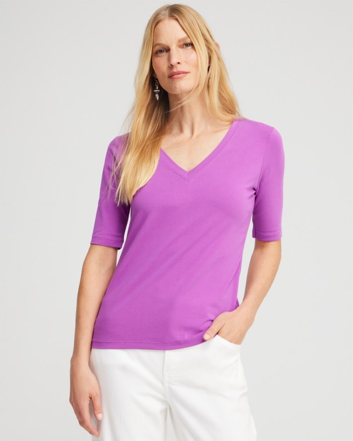 Chicos Perfect Elbow Sleeve Tee - Vivid Viola