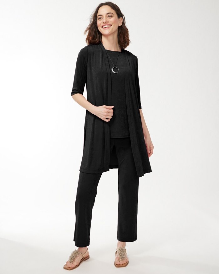 Chicos Travelers Side Slit Cardigan - Travelers Black