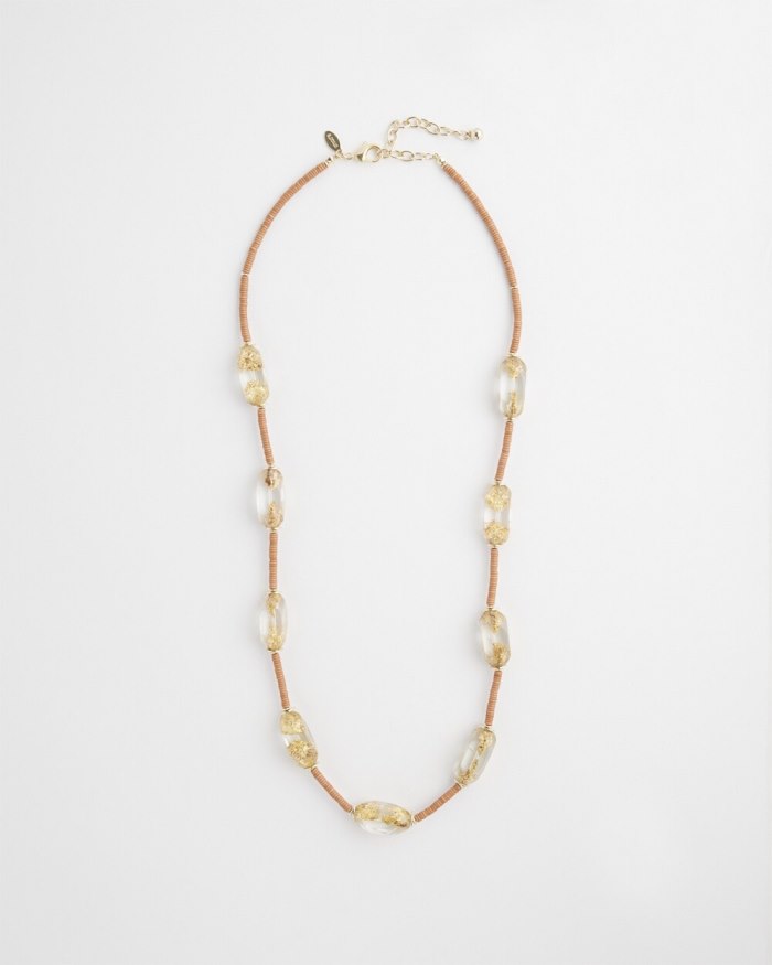 Chicos Lucite Gold Foil Necklace - Brown