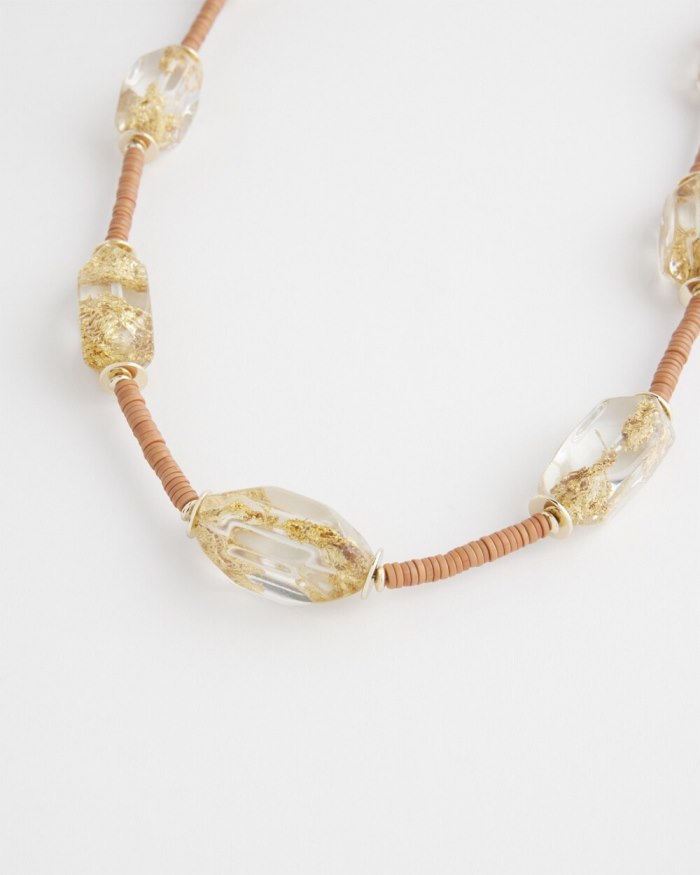 Chicos Lucite Gold Foil Necklace - Brown