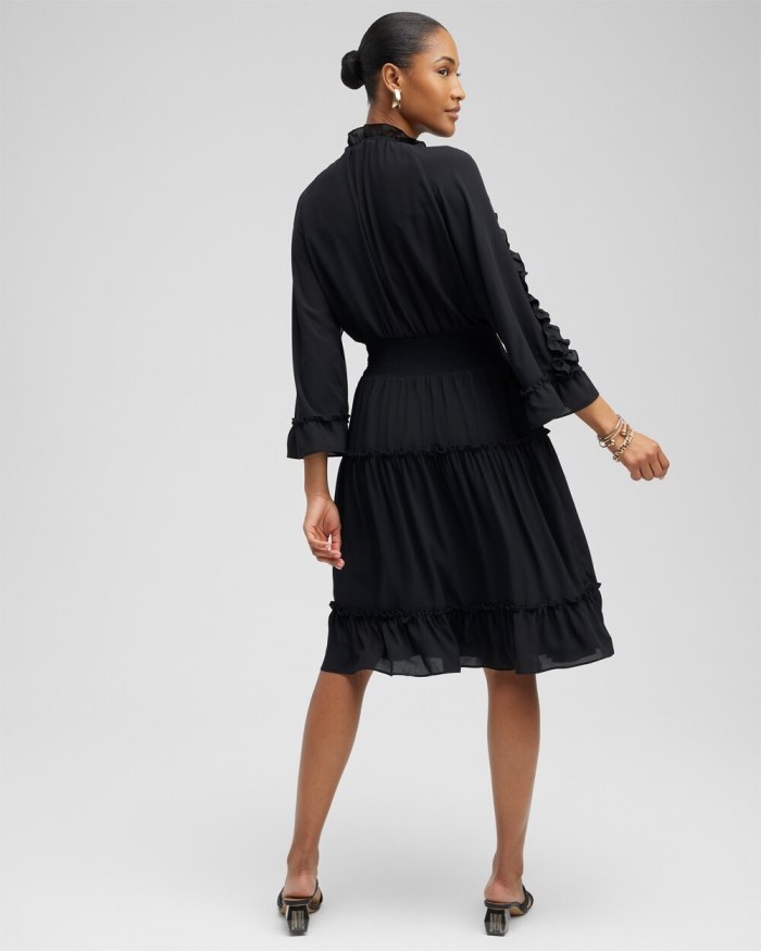 Chicos Ruffle Bell Sleeve Dress - Black