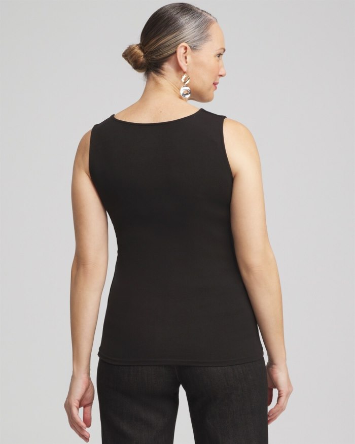 Chicos Contour Cotton Square Neck Tank - Black