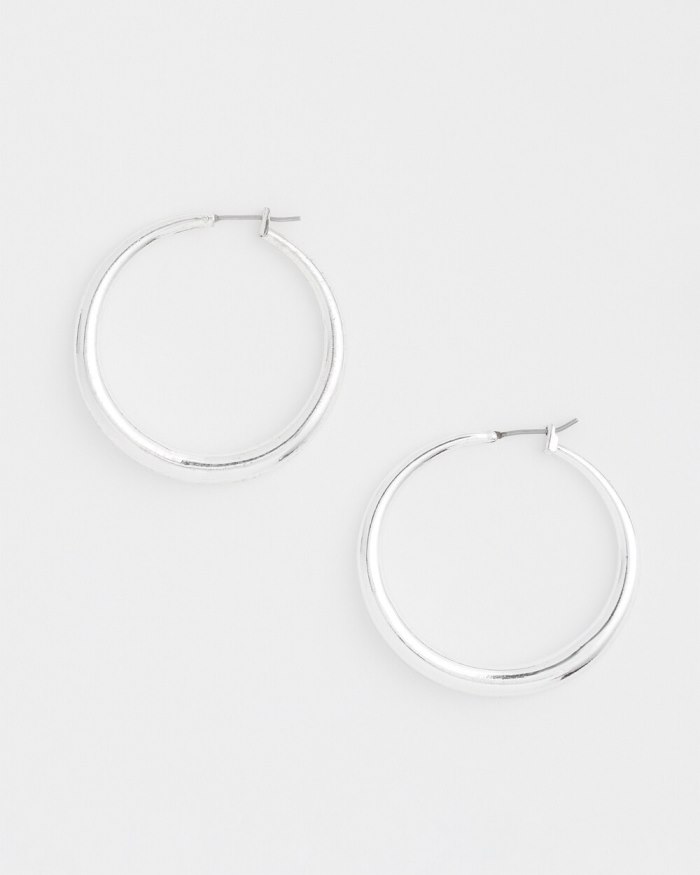 Chicos Cassie Silver-Tone Circle Earrings - Silver