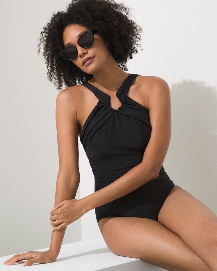 Chicos Miraclesuit Rock Solid Aphrodite One Piece Swimsuit - Black