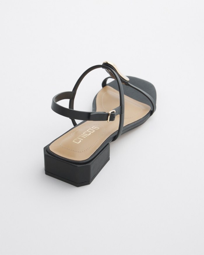 Chicos Black T-Strap Sandals - Black