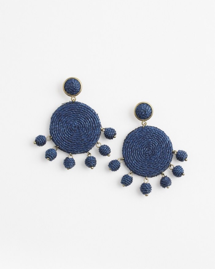 Chicos No Droop Navy Raffia Drop Earrings - Dark Navy