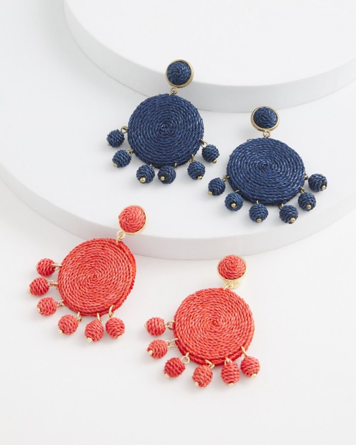 Chicos No Droop Navy Raffia Drop Earrings - Dark Navy