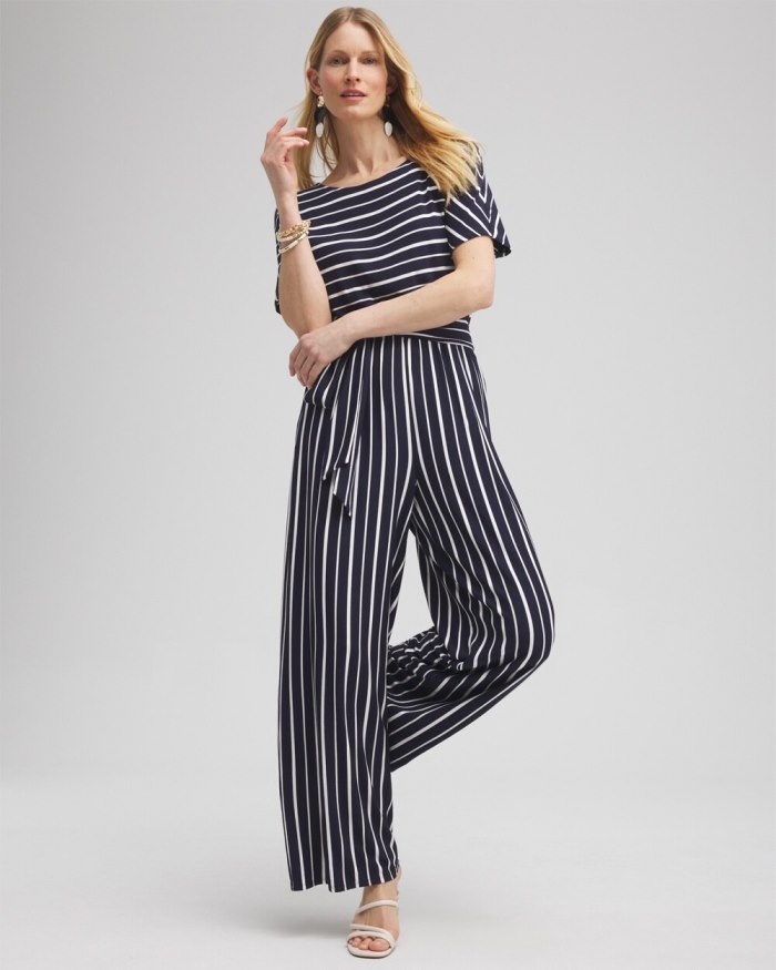 Chicos Dolman Stripe Jumpsuit - Classic Navy