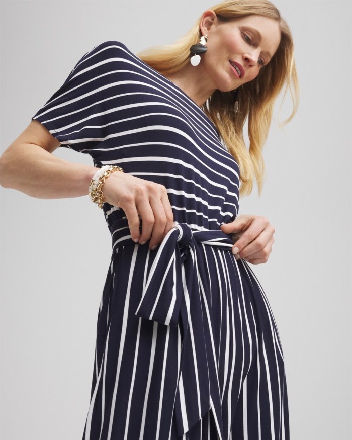 Chicos Dolman Stripe Jumpsuit - Classic Navy