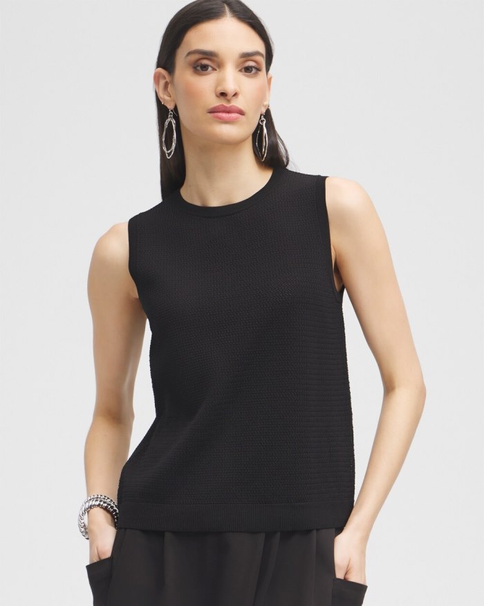 Chicos Black Label Fine Knit Top - Black