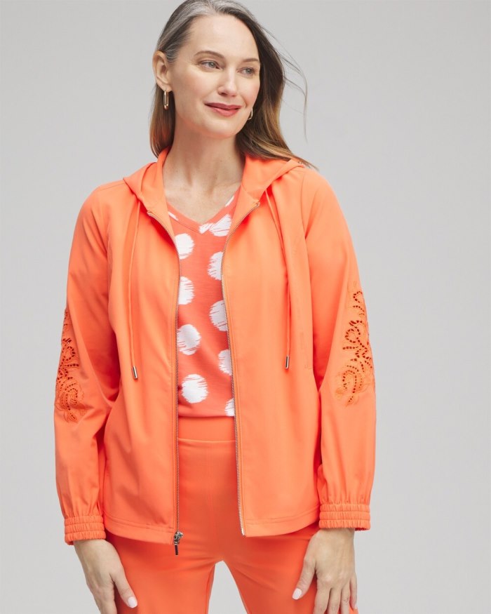 Chicos Zenergy Neema Embroidered Jacket - Nectarine