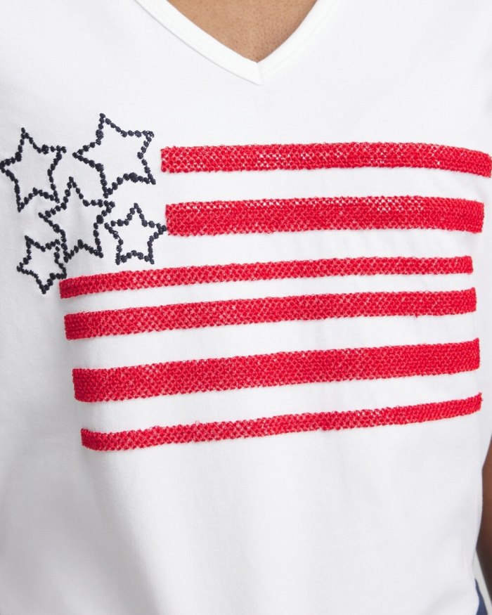 Chicos Embellished Flag Tee - Alabaster