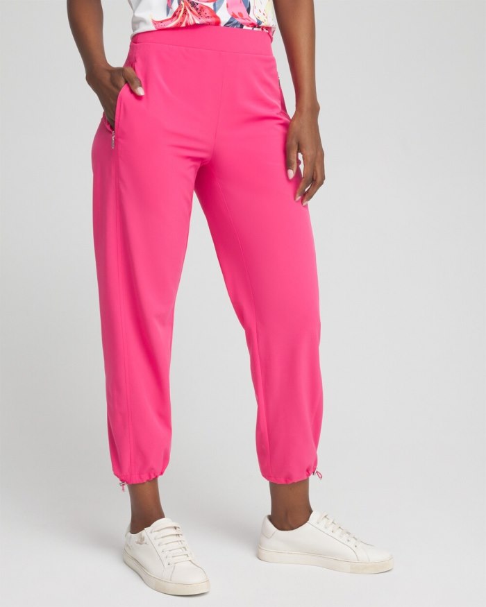 Chicos Zenergy UPF Neema Bungee Cropped Pants - PINK BROMELIAD