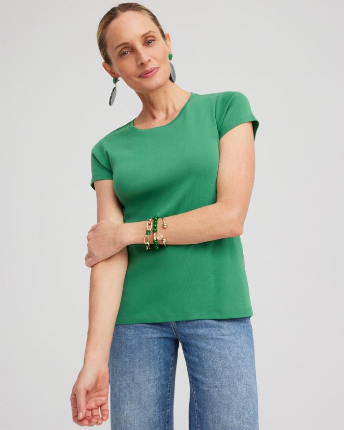 Chicos Cap Sleeve Tee - Twisted Ivy