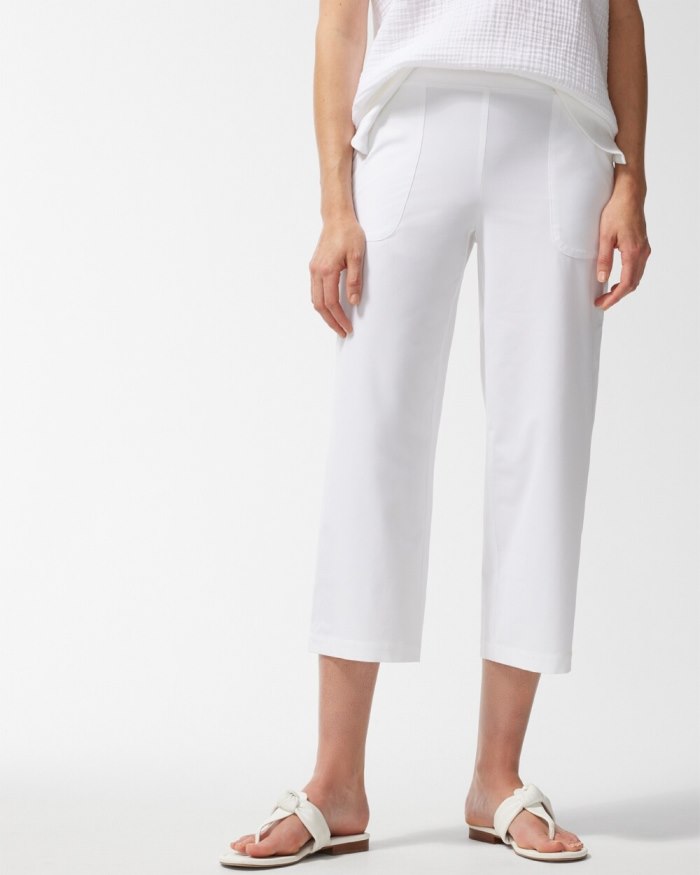 Chicos Zenergy French Terry Wide Leg Crops - Alabaster