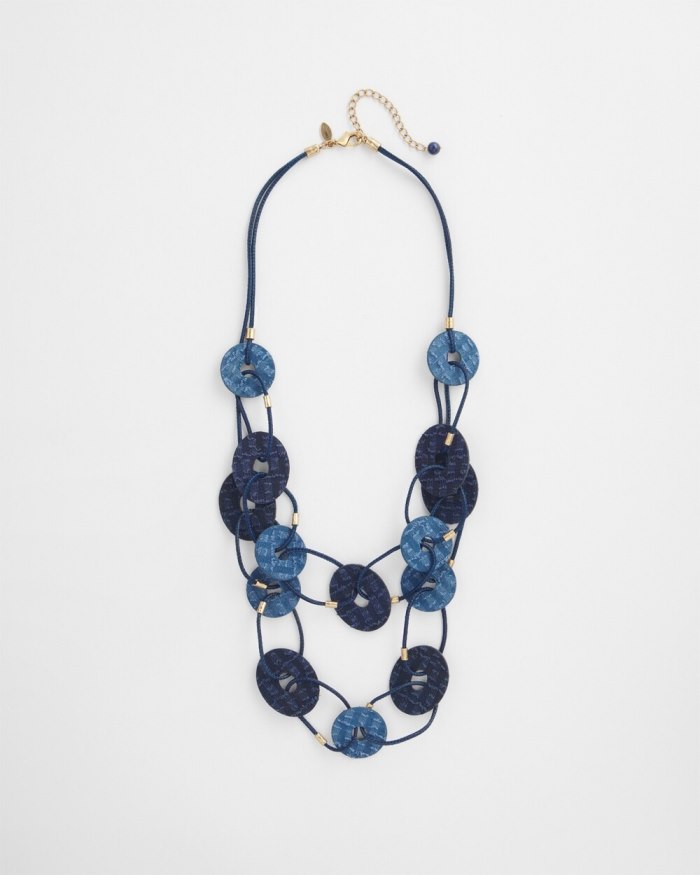 Chicos Denim Multistrand Necklace - Navy Blue