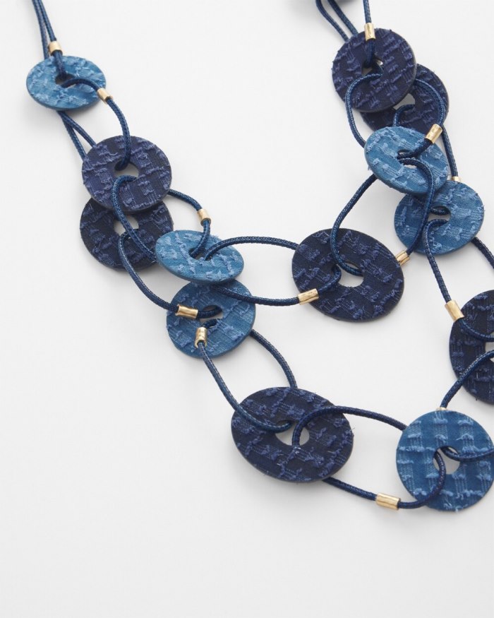 Chicos Denim Multistrand Necklace - Navy Blue