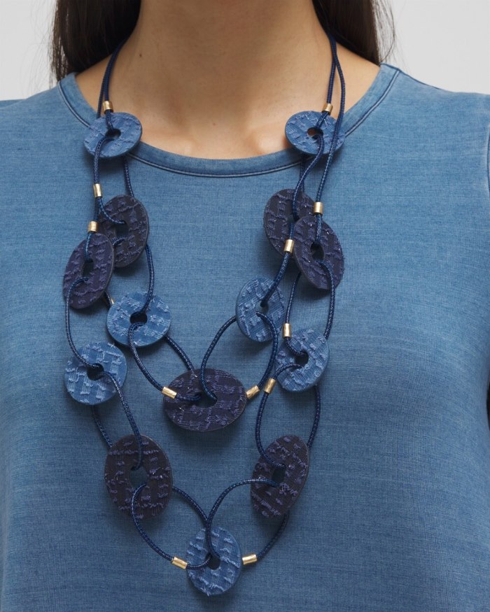 Chicos Denim Multistrand Necklace - Navy Blue