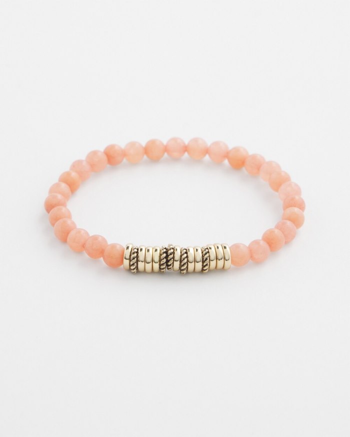 Chicos Pink Jade Hero Stretch Bracelet - Pink Clay