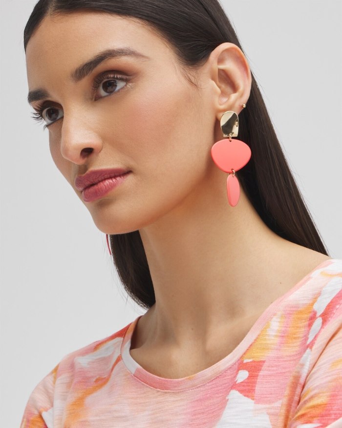 Chicos No Droop Orange Linear Earrings - Nectarine