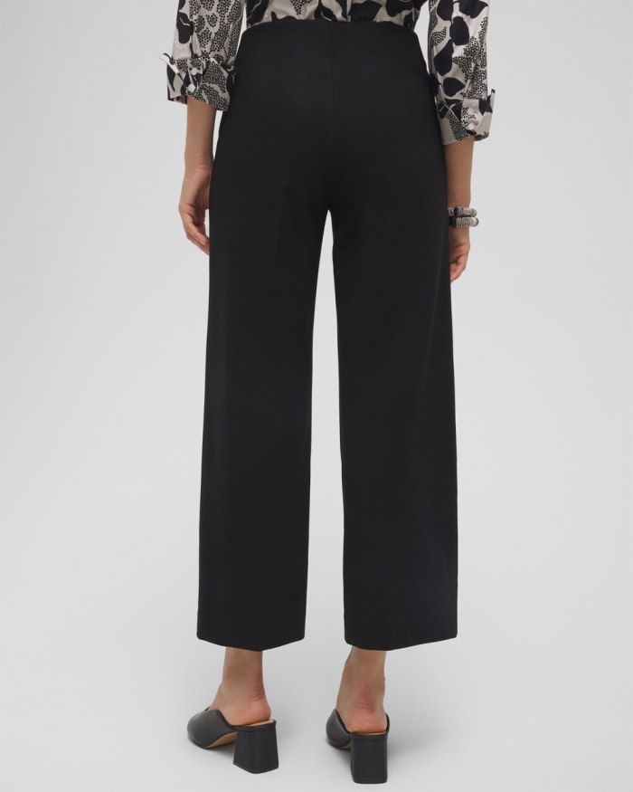 Chicos Juliet Ponte Wide Leg Cropped Pants - Black