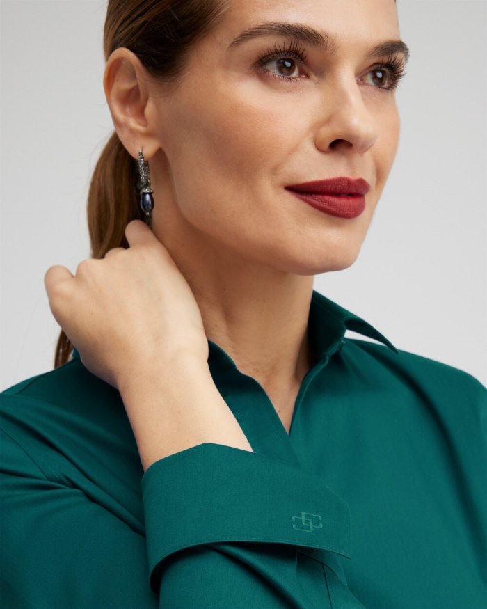 Chicos No Iron Stretch Shirt - Peacock Teal