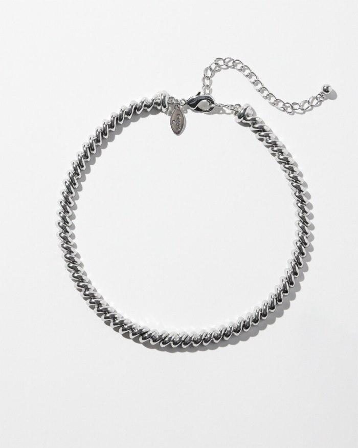 Chicos Silver Tone Collar Necklace - Silver