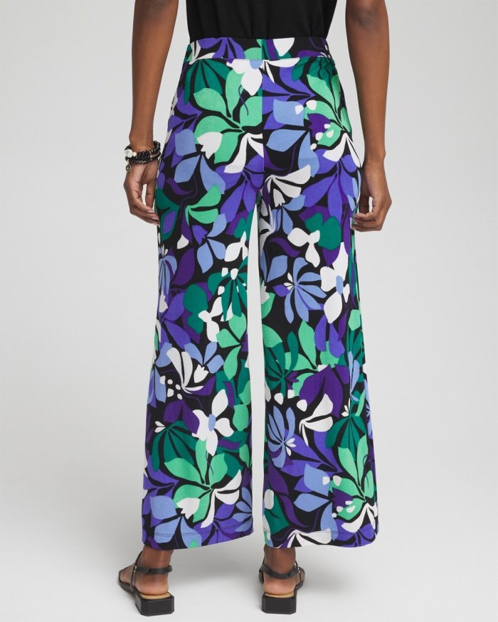 Chicos Travelers Floral Cropped Pants - Purple Nightshade