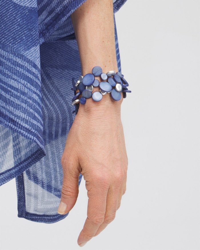 Chicos Blue Shell Magnetic Bracelet - Blue Multi