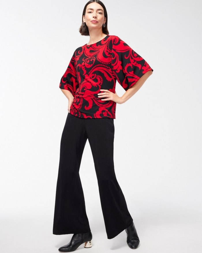 Chicos Travelers Kimono Sleeve Top - Red Allure