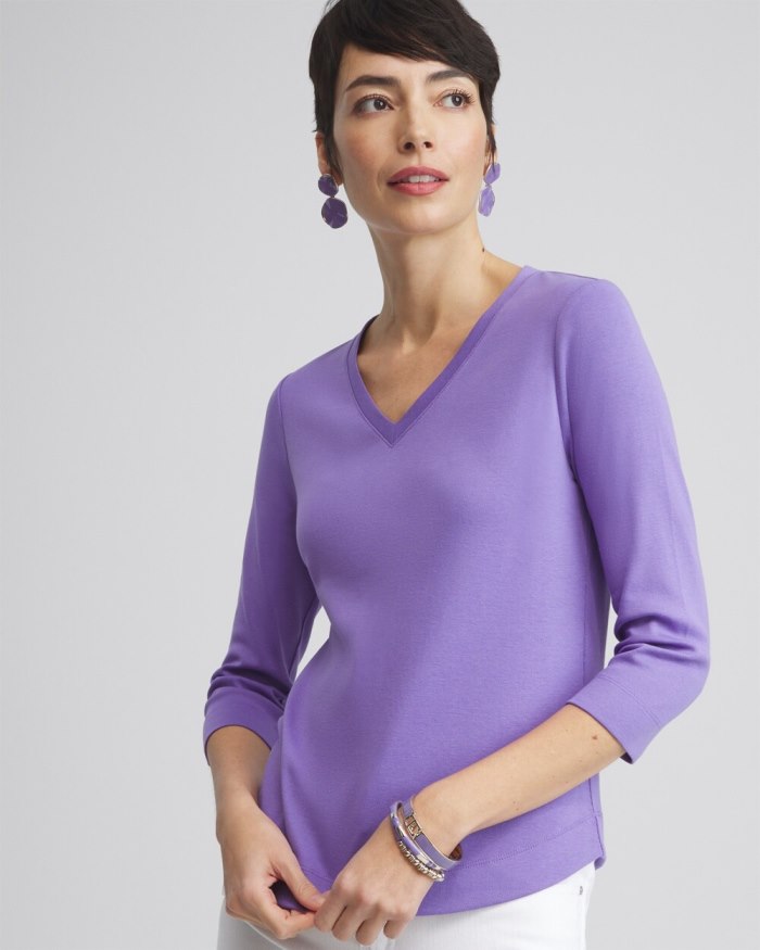 Chicos Everyday 3/4 Sleeve Tee - Parisian Purple