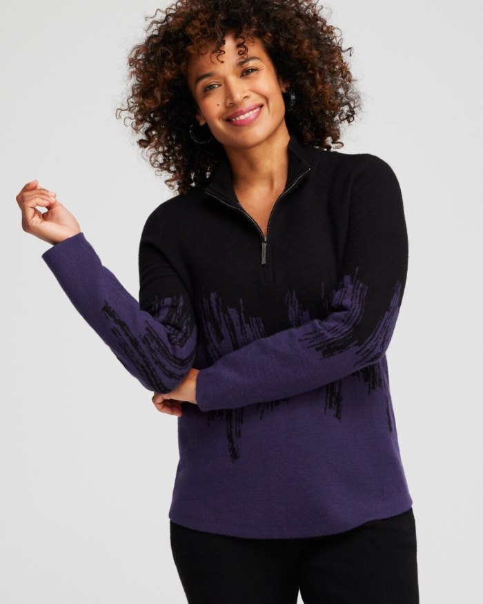 Chicos Zenergy Luxe Cashmere Blend Ombre Pullover - Black