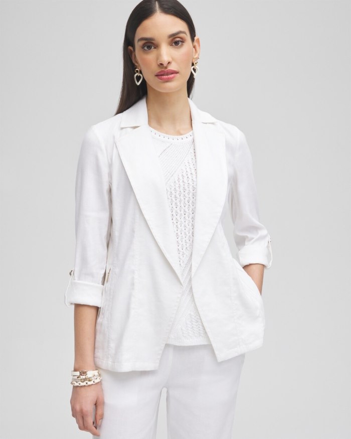 Chicos Linen Blend Stretch Blazer - Alabaster