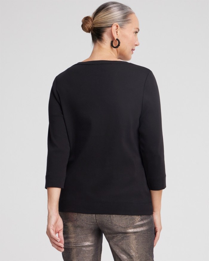 Chicos 3/4 Sleeve Tee - Black