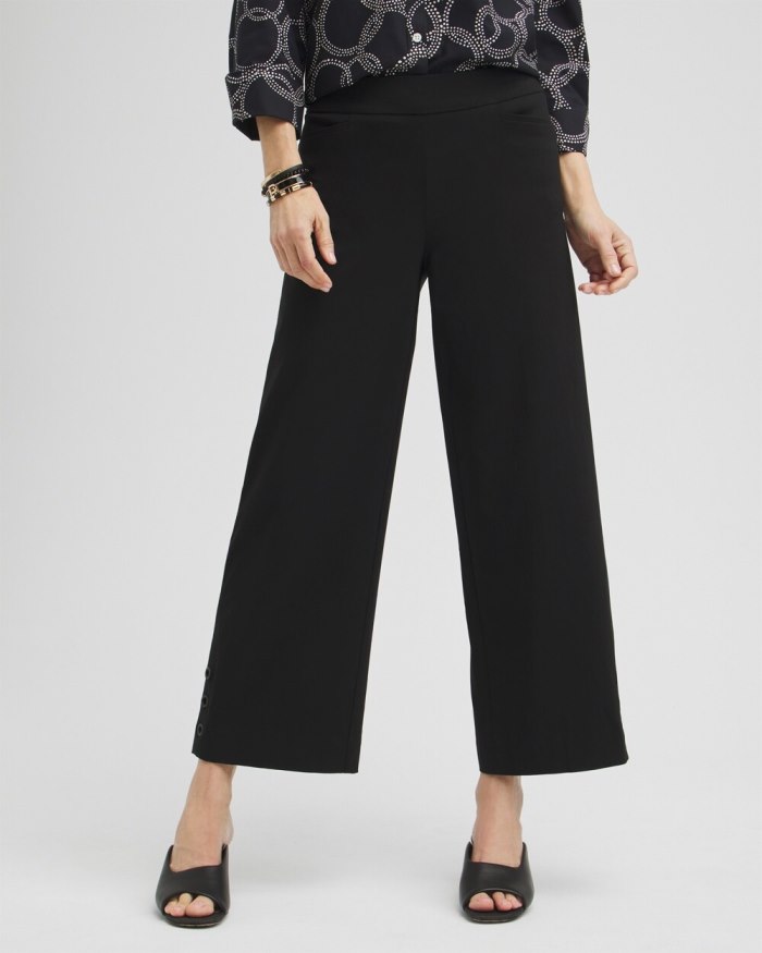 Chicos Brigitte Grommet Wide Leg Pants - Black