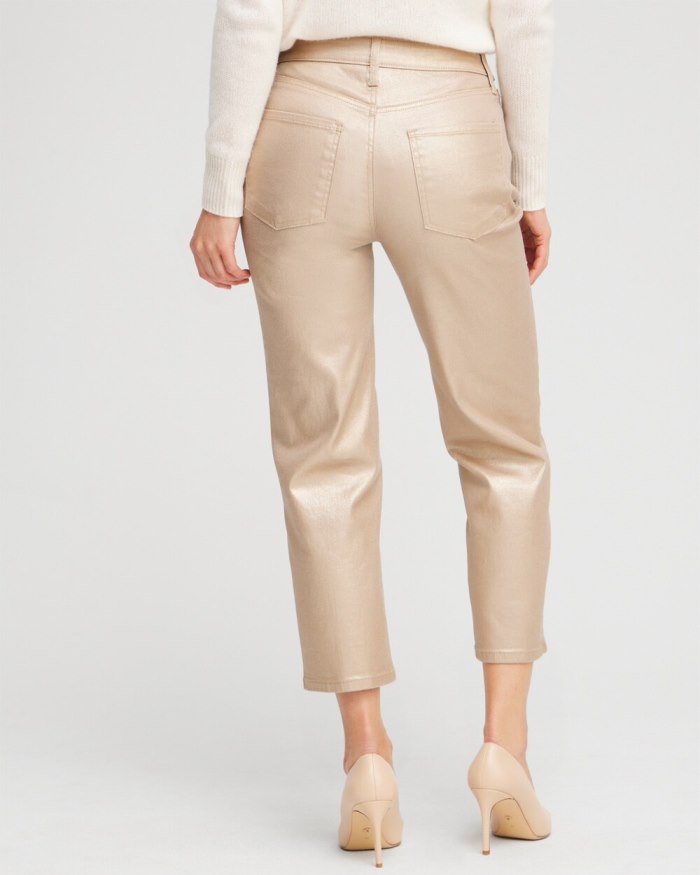 Chicos Coated High Rise Straight Crops - Gold