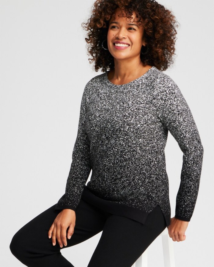 Chicos Zenergy Luxe Cashmere Blend Ombre Pullover - Black