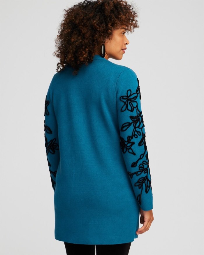 Chicos Chenille Soutache Cardigan - Moonlit Teal