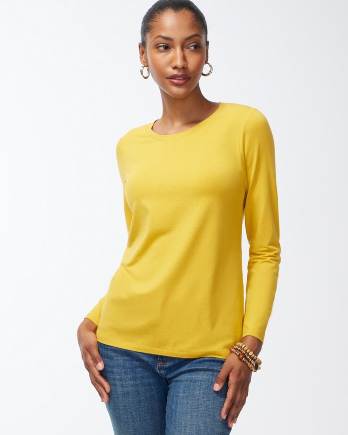 Chicos Touch of Cool Layering Tee - Bright Ochre