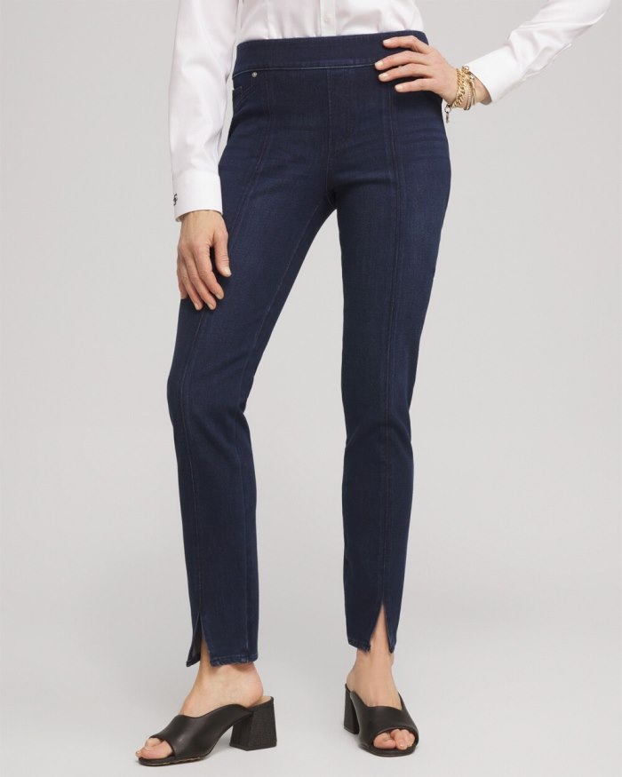 Chicos Travelers Pull On Jeans - Skyway Indigo