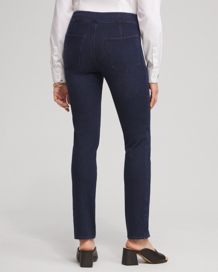 Chicos Travelers Pull On Jeans - Skyway Indigo