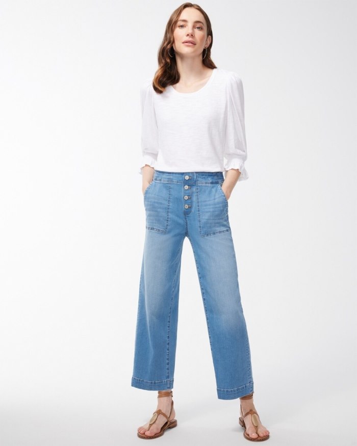 Chicos Pull-On Wide Leg Ankle Jeans - Amilla Indigo