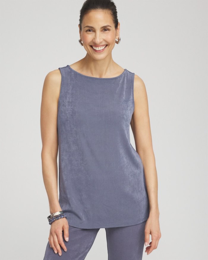 Chicos Travelers Side Slit Tank - Soft Slate