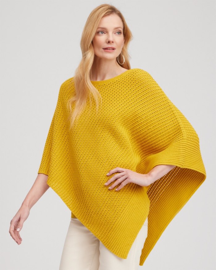 Chicos Knit Triangle Poncho - Golden Hour