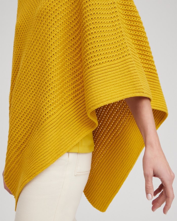 Chicos Knit Triangle Poncho - Golden Hour