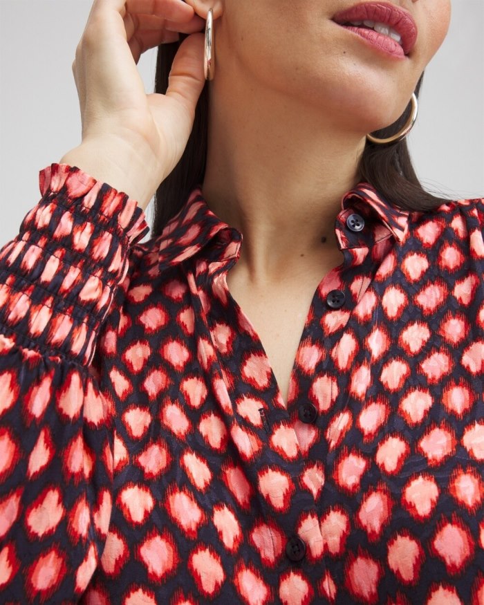 Chicos Jacquard Ikat Blouse - Classic Navy