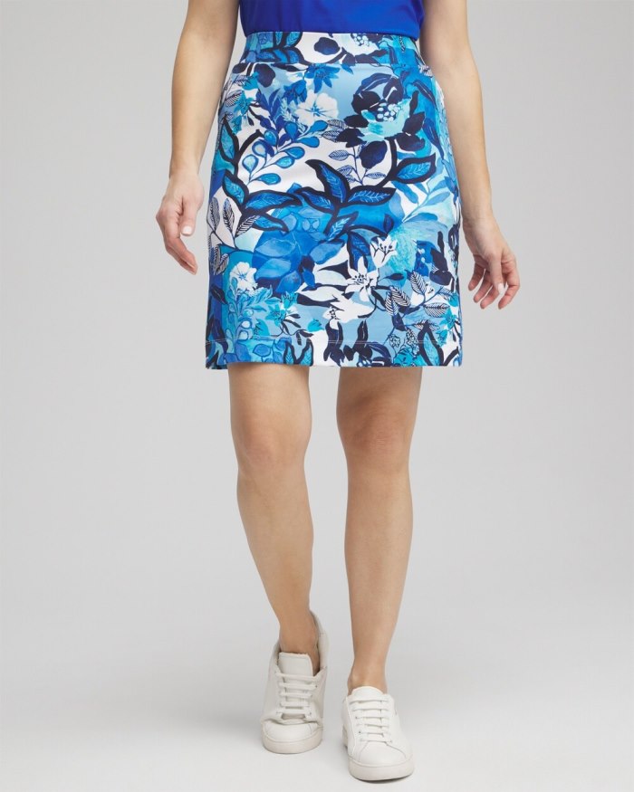 Chicos Zenergy UPF Knit Floral Skort - Intense Azure