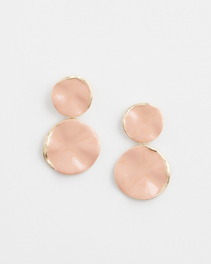 Chicos Pink Round Drop Earrings - Pink Clay