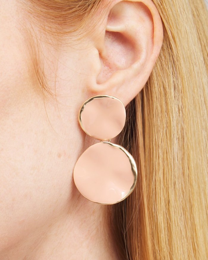 Chicos Pink Round Drop Earrings - Pink Clay