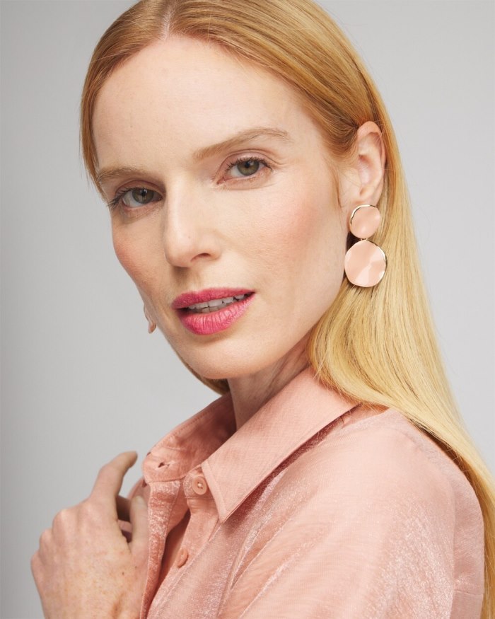 Chicos Pink Round Drop Earrings - Pink Clay